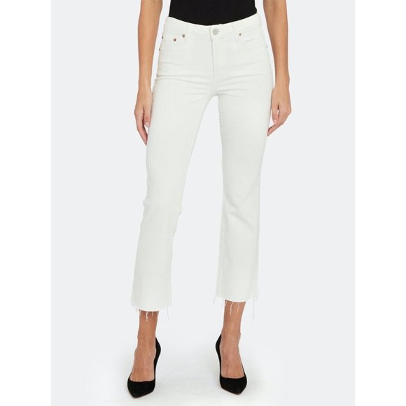 TRAVE Women's Colette Kick Flare Jeans in White Denim with Raw Hem sz 30 NWT - Picture 2 of 8